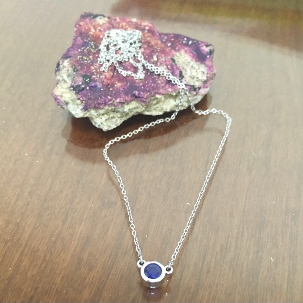 PRICE FIRM - bezel-set sapphire in 14k white gold